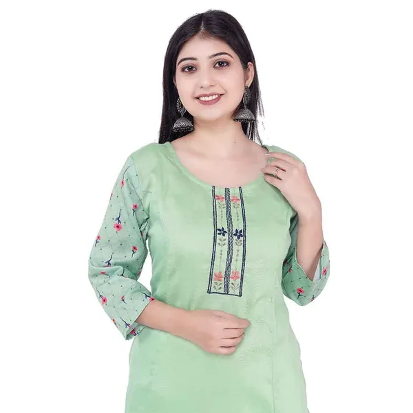 Light_Blue_New_Rayon_Satin_Kurti_For_Women