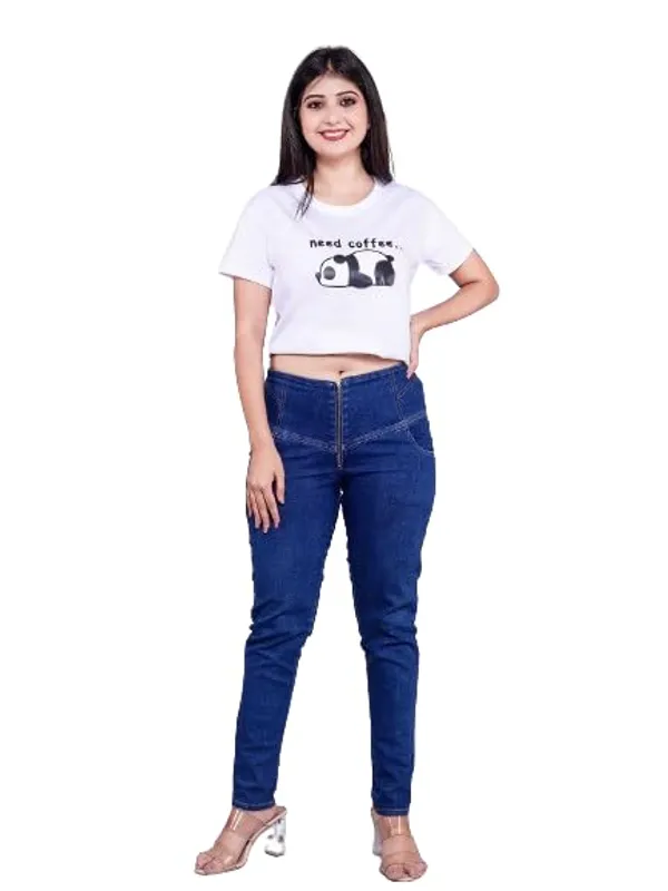White_Lazy_Panda_Print_White_Crop_Top_For_Women