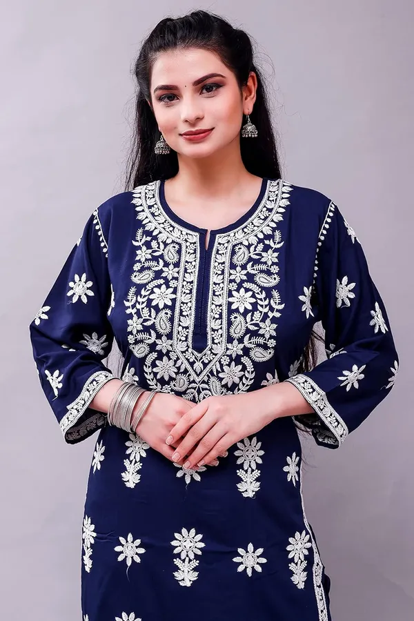Blue_Chikankari_Embroidered_Kurta_&_Palazzo_Set_For_Women