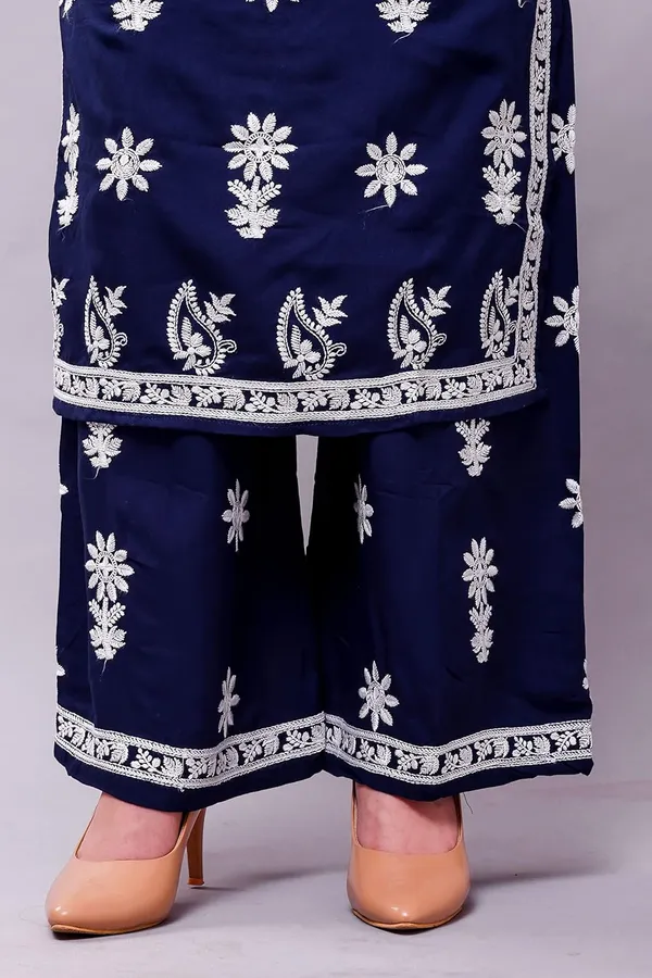 Blue_Chikankari_Embroidered_Kurta_&_Palazzo_Set_For_Women