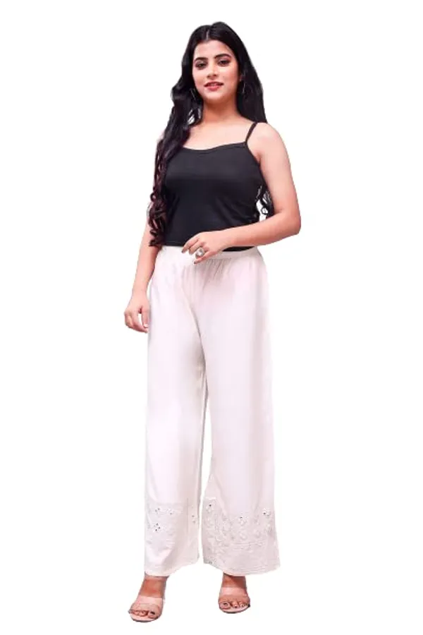 Cream_Trendy_Palazzo_With_Mirror_Work_For_Women