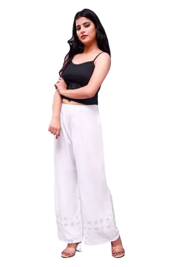 White_Trendy_Palazzo_With_Mirror_Work_For_Women