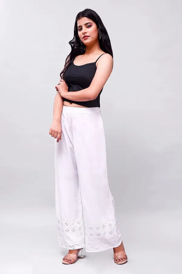 White_Trendy_Palazzo_With_Mirror_Work_For_Women