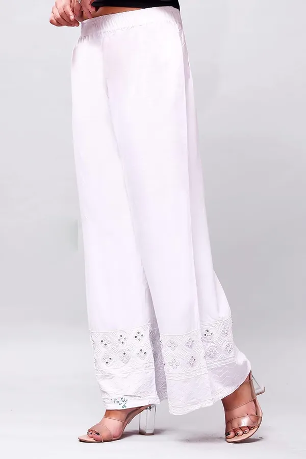 White_Trendy_Palazzo_With_Mirror_Work_For_Women