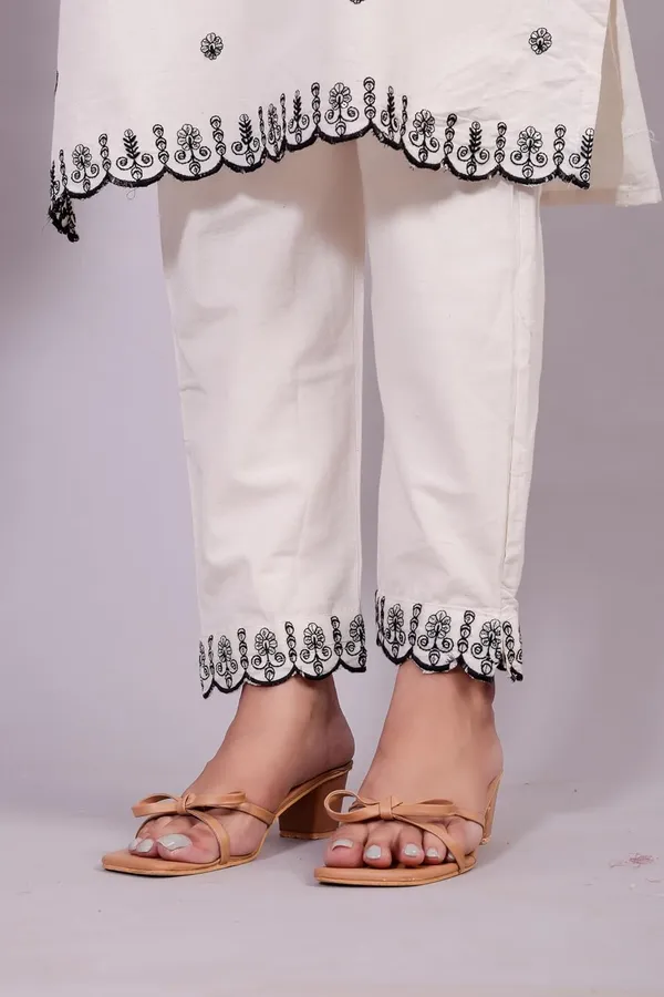 Cream_Traditional_Attire_Indian_Ethnic_Casual_Cotton_Embroidered_Kurti_Pant_Set_With_Dupatta_For_Women