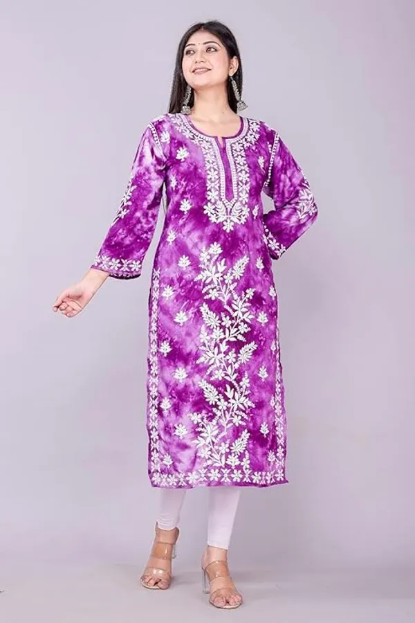 Purple_Long_Length_Cotton_Beautiful_Embroidered_Lucknowi_Chikankari_Regular_Fit_Straight_Kurti_For_Women