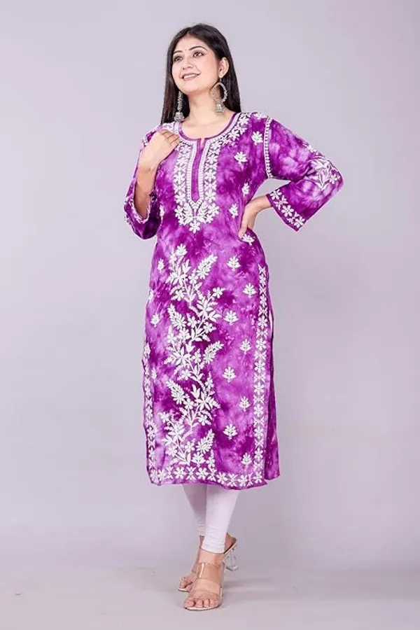 Purple_Long_Length_Cotton_Beautiful_Embroidered_Lucknowi_Chikankari_Regular_Fit_Straight_Kurti_For_Women
