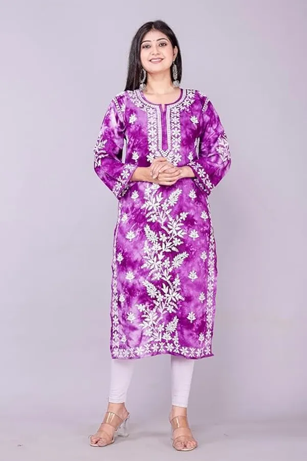 Purple_Long_Length_Cotton_Beautiful_Embroidered_Lucknowi_Chikankari_Regular_Fit_Straight_Kurti_For_Women