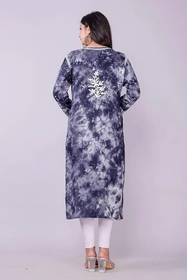 Blue_Long_Length_Cotton_Beautiful_Embroidered_Lucknowi_Chikankari_Regular_Fit_Straight_Kurti_For_Women