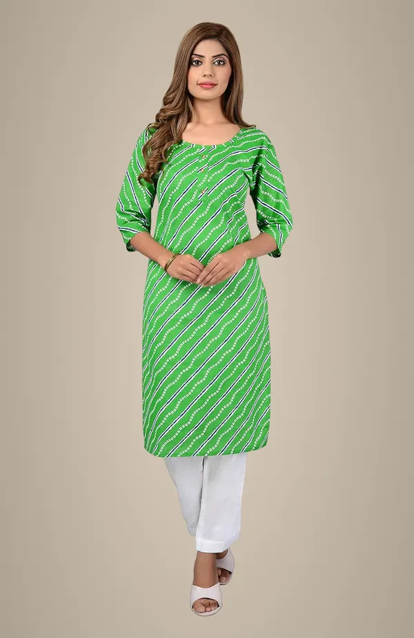 Green_Printed_Cotton_Straight_Kurti_For_Women