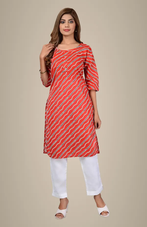 Red_Printed_Cotton_Straight_Kurti_For_Women
