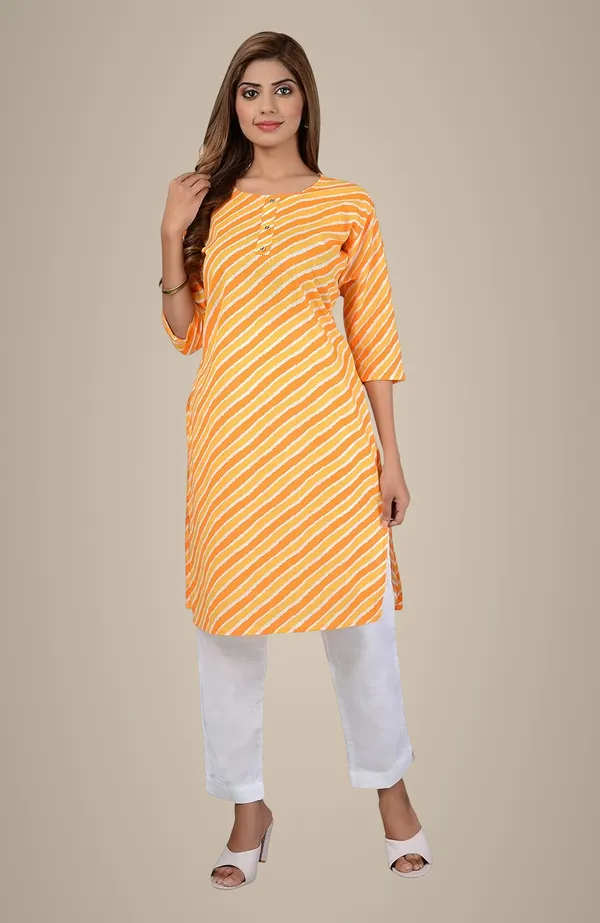 Yellow_Printed_Cotton_Straight_Kurti_For_Women