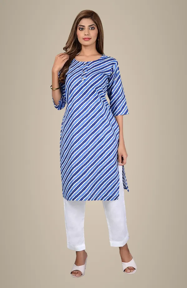 Blue_Printed_Cotton_Straight_Kurti_For_Women