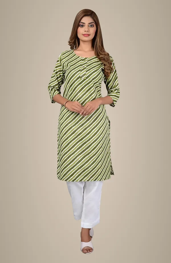 Green_Printed_Cotton_Straight_Kurti_For_Women