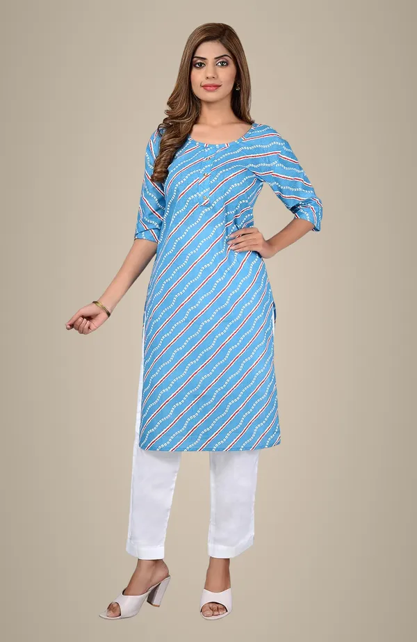 Blue_Printed_Cotton_Straight_Kurti_For_Women