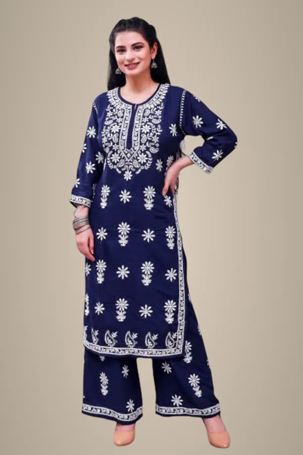 Blue_Chikankari_Embroidered_Kurta_&_Palazzo_Set_For_Women