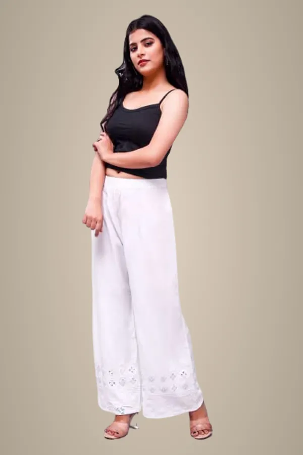 White_Trendy_Palazzo_With_Mirror_Work_For_Women