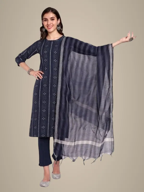 Blue_Ethnic_Cotton_Woven_Designed_Kurta_And_Pant_Set_With_Dupatta_For_Women