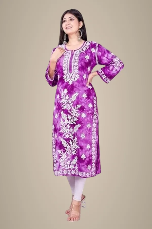 Purple_Long_Length_Cotton_Beautiful_Embroidered_Lucknowi_Chikankari_Regular_Fit_Straight_Kurti_For_Women