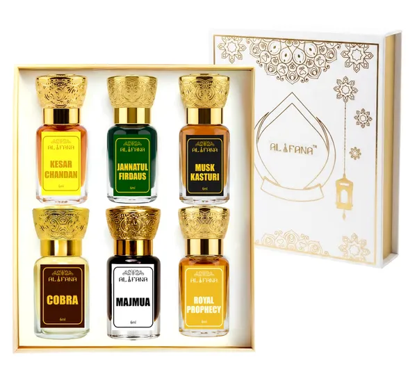 Pack_Of_6_Luxury_Assorted_Kesar_Chandan,_Jannatul_Firdaus,_Musk_Kasturi,_Cobra,_Majmua_&_Royal_Prophecy._Attar_Gift_Set