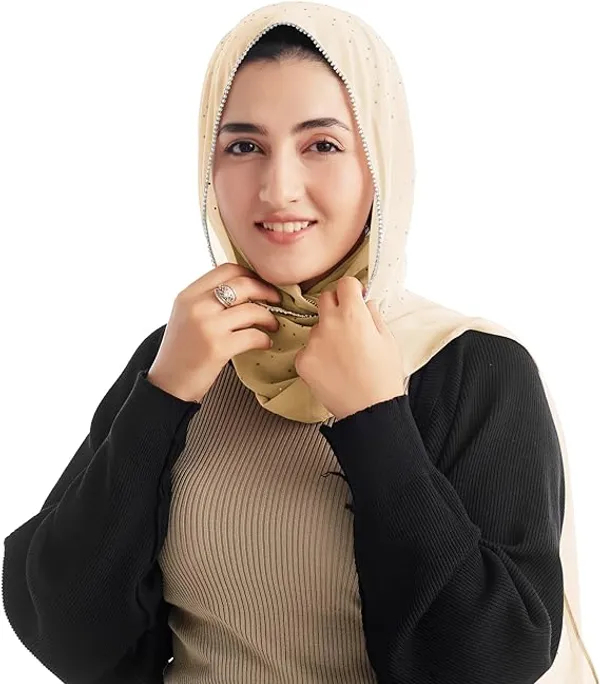 Beige_Premium_Malaysian_Lace_Diamond_Georgette_Hijab_Lace_Hijab_With_Diamond_And_Rhinestone_|_170_Cm_By_80_Cm