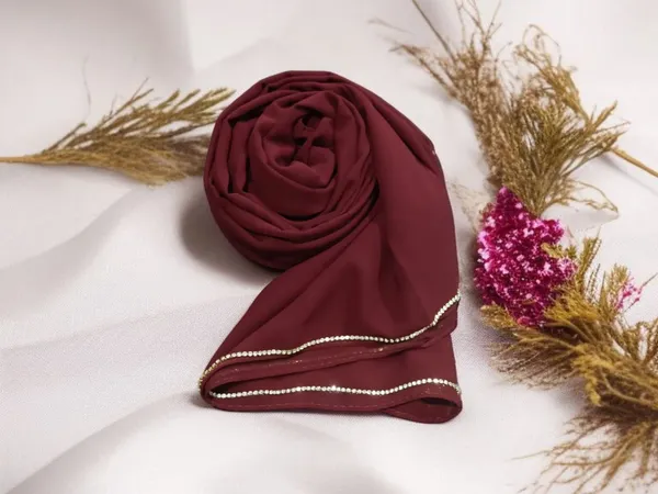 Maroon_Premium_Malaysian_Lace_Diamond_Georgette_Lace_Hijab_|_170_Cm_By_80_Cm