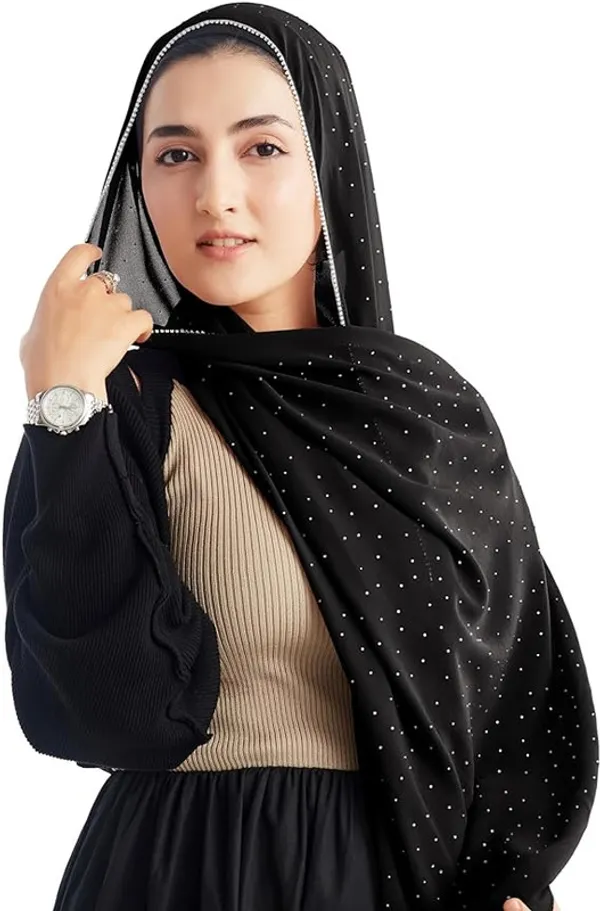 Black_Premium_Malaysian_Lace_Diamond_Georgette_Hijab_Lace_Hijab_With_Diamond_And_Rhinestone_|_170_Cm_By_80_Cm