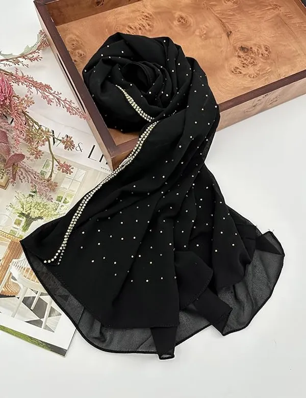 Black_Premium_Malaysian_Lace_Diamond_Georgette_Hijab_Lace_Hijab_With_Diamond_And_Rhinestone_|_170_Cm_By_80_Cm