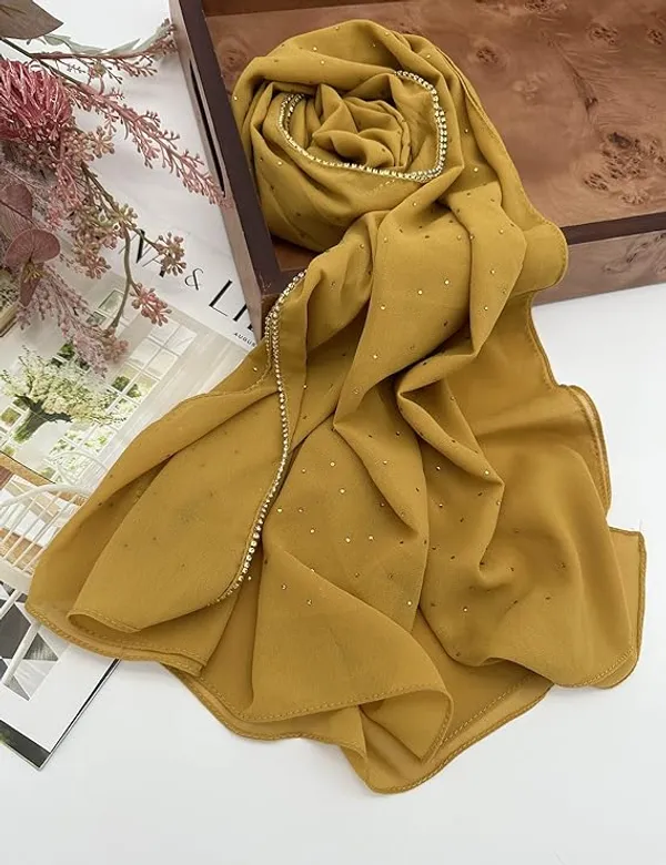 Mustard_Premium_Malaysian_Lace_Diamond_Georgette_Hijab_Lace_Hijab_With_Diamond_And_Rhinestone_|_170_Cm_By_80_Cm