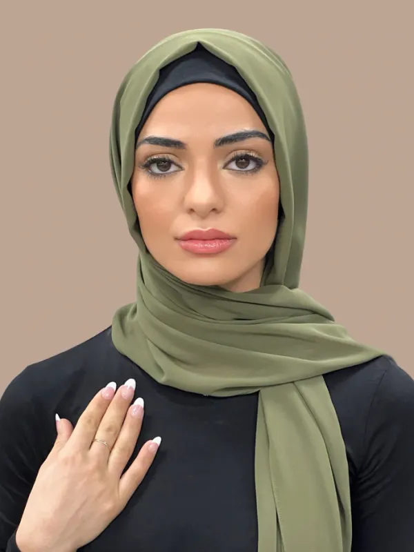 Mehendi_Green_Premium_Malaysian_Diamond_Georgette_Hijab_|_170_Cm_By_80_Cm