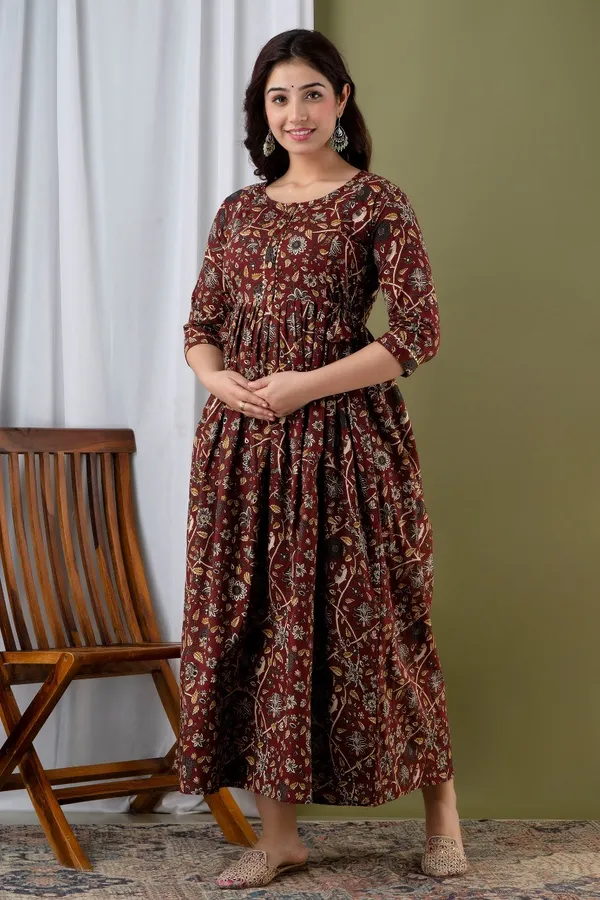 Pack_of_2_Maroon_&_Sky_Blue_Pure_Cotton_Printed_Maternity_Kurti_|_For_Women
