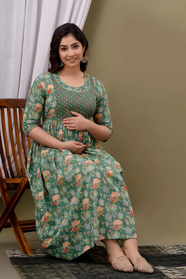 Multicolor_Pure_Cotton_Printed_Maternity_Kurti_|_For_Women