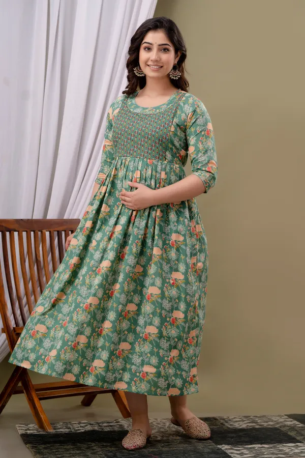 Multicolor_Pure_Cotton_Printed_Maternity_Kurti_|_For_Women