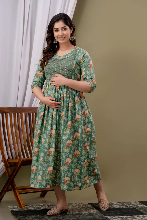 Multicolor_Pure_Cotton_Printed_Maternity_Kurti_|_For_Women