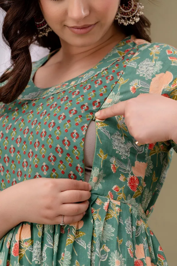 Multicolor_Pure_Cotton_Printed_Maternity_Kurti_|_For_Women