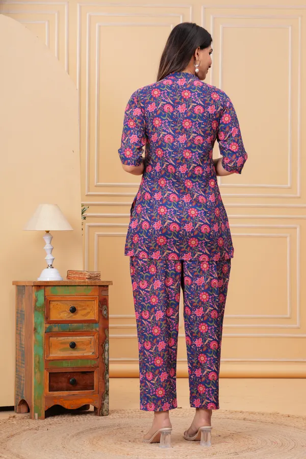 Blue_Pure_Cotton_Printed_Maternity_Short_Kurti_with_Pant_Co-Ord_Set_|_For_Women