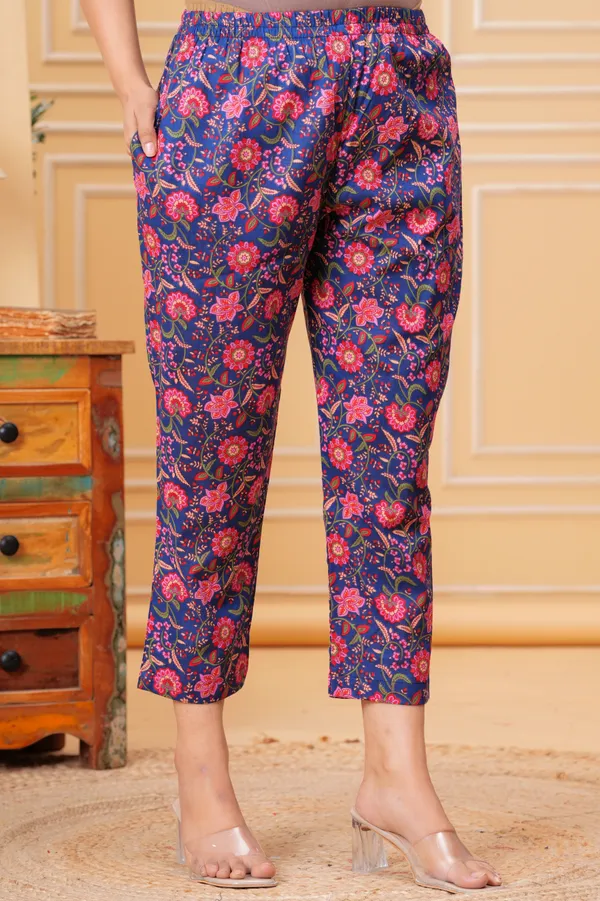 Blue_Pure_Cotton_Printed_Maternity_Short_Kurti_with_Pant_Co-Ord_Set_|_For_Women