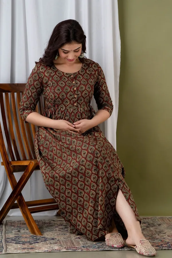 Paan_Pure_Cotton_Printed_Maternity_Kurti_|_For_Women
