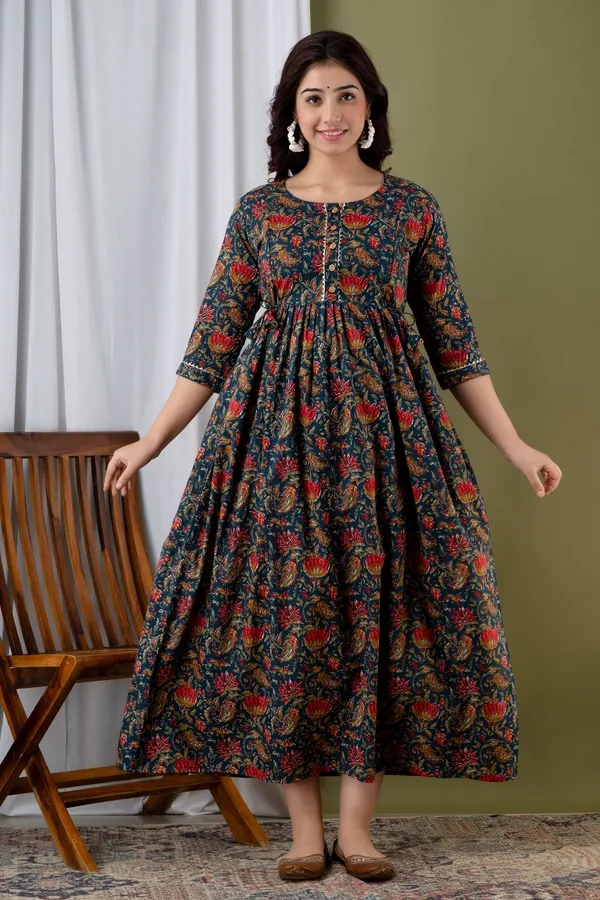 Royle_Blue_Pure_Cotton_Printed_Maternity_Kurti_|_For_Women