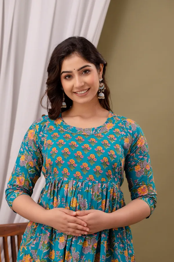 Pack_of_2_Maroon_&_Sky_Blue_Pure_Cotton_Printed_Maternity_Kurti_|_For_Women