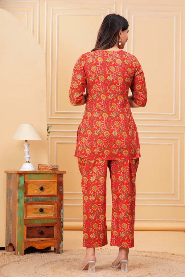 Pack_of_2_Red_&_Purple_Pure_Cotton_Printed_Maternity_Short_Kurti_with_Pant_Co-Ord_Set_|_For_Women