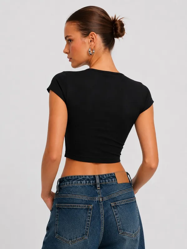 Black_Cotton_Premium__Key_Hole_Top_For_Women