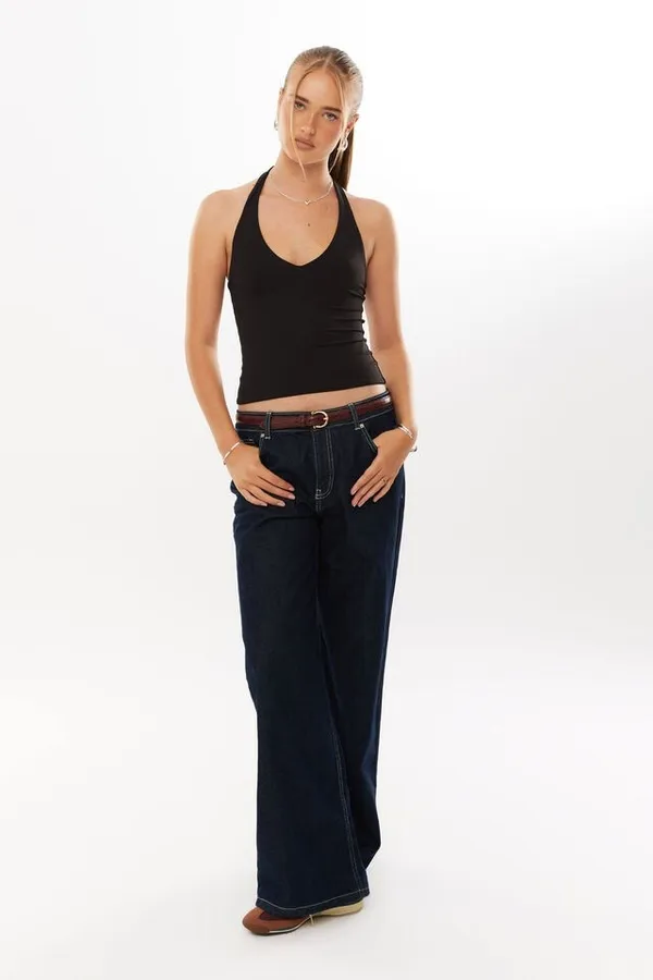 Black_Cotton_Premium__Halter_Neck_Crop_Top_For_Women