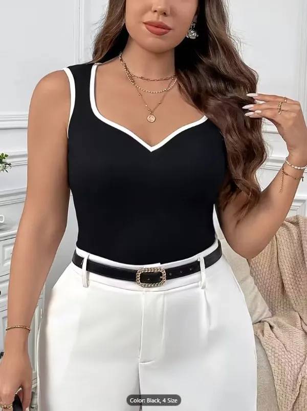 Black_Cotton_Premium_Lycra_Contrast_Binding_Sweetheart_Neck_Fitted_Top_For_Women