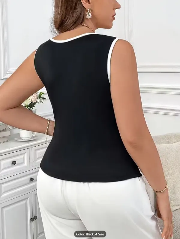 Black_Cotton_Premium_Lycra_Contrast_Binding_Sweetheart_Neck_Fitted_Top_For_Women
