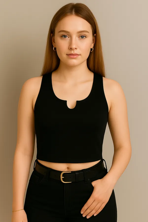 Black_Cotton_Premium_Lycra_Notch-Neck_Sleeveless_Crop_Top_For_Women