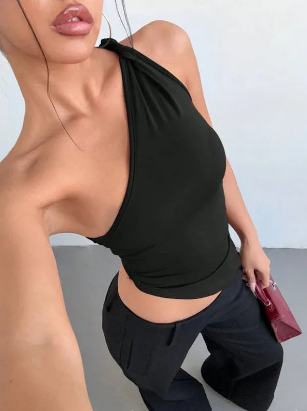 Black_Cotton_Premium_Lycra_One-Shoulder_Asymmetrical_Top_For_Women