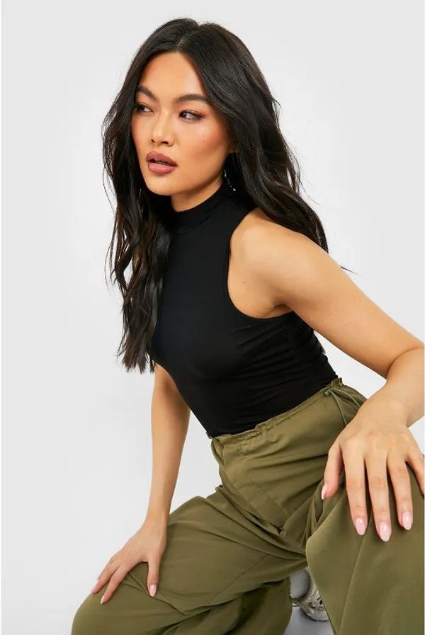 Black_Sleeveless_Turtleneck__Premium_Cotton_Lycra_Top_For_Women