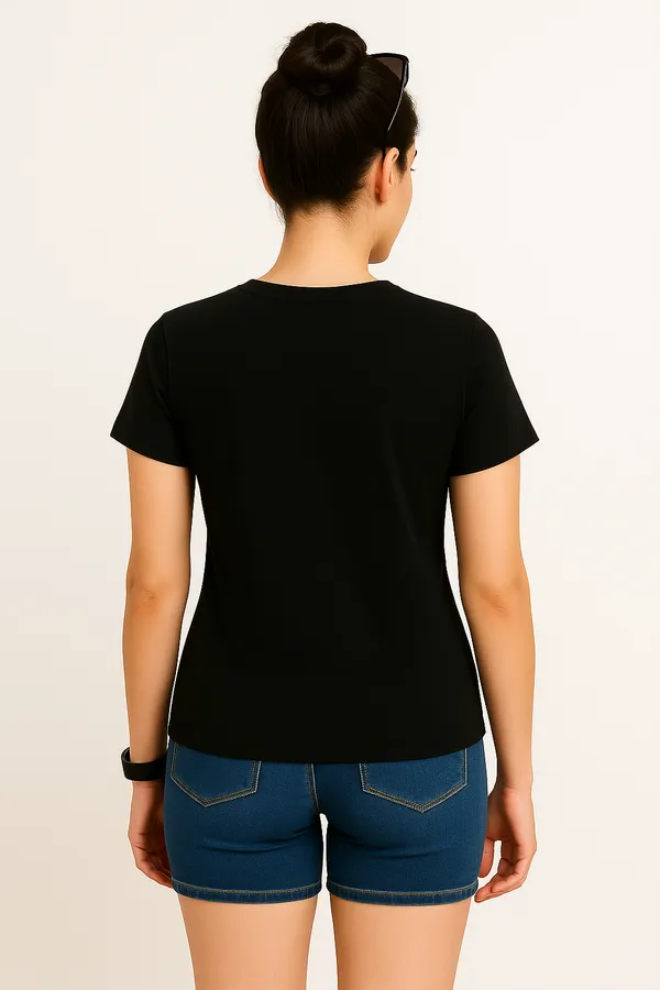 Black_Premium_Nylon_Active_Wear__T-Shirt_For_Women