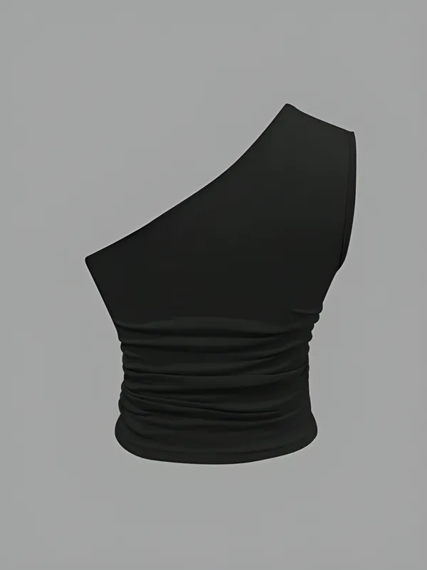 Black_One-Shoulder_Cotton_Premium_Lycra_Top_For_Women